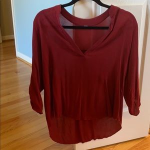 Deep red 3/4 length shirt